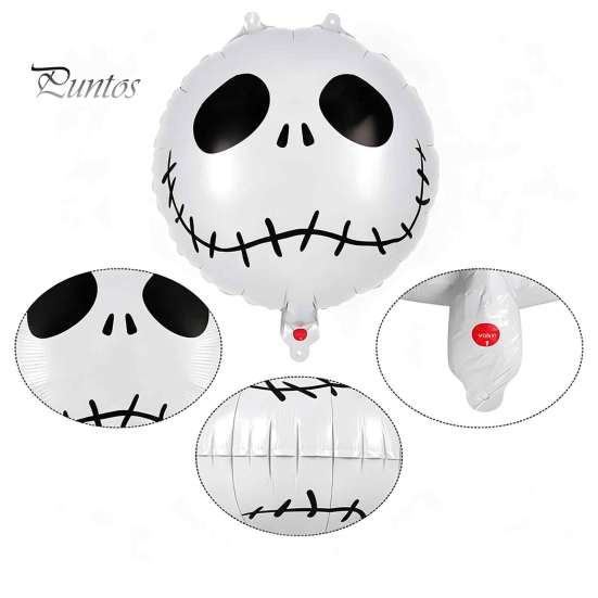 Carnival Themed Decorations 12PCS Halloween Skull Balloon Set, Aluminum Foil Balloons, Black And White Balloons Striped Realistic Print for