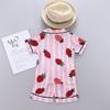 Kids Pajamas Girls Boys Sleepwear Nightwear Baby Infant Clothes Strawberry Stripe Print Pajama Sets Cotton Children's Pyjamas