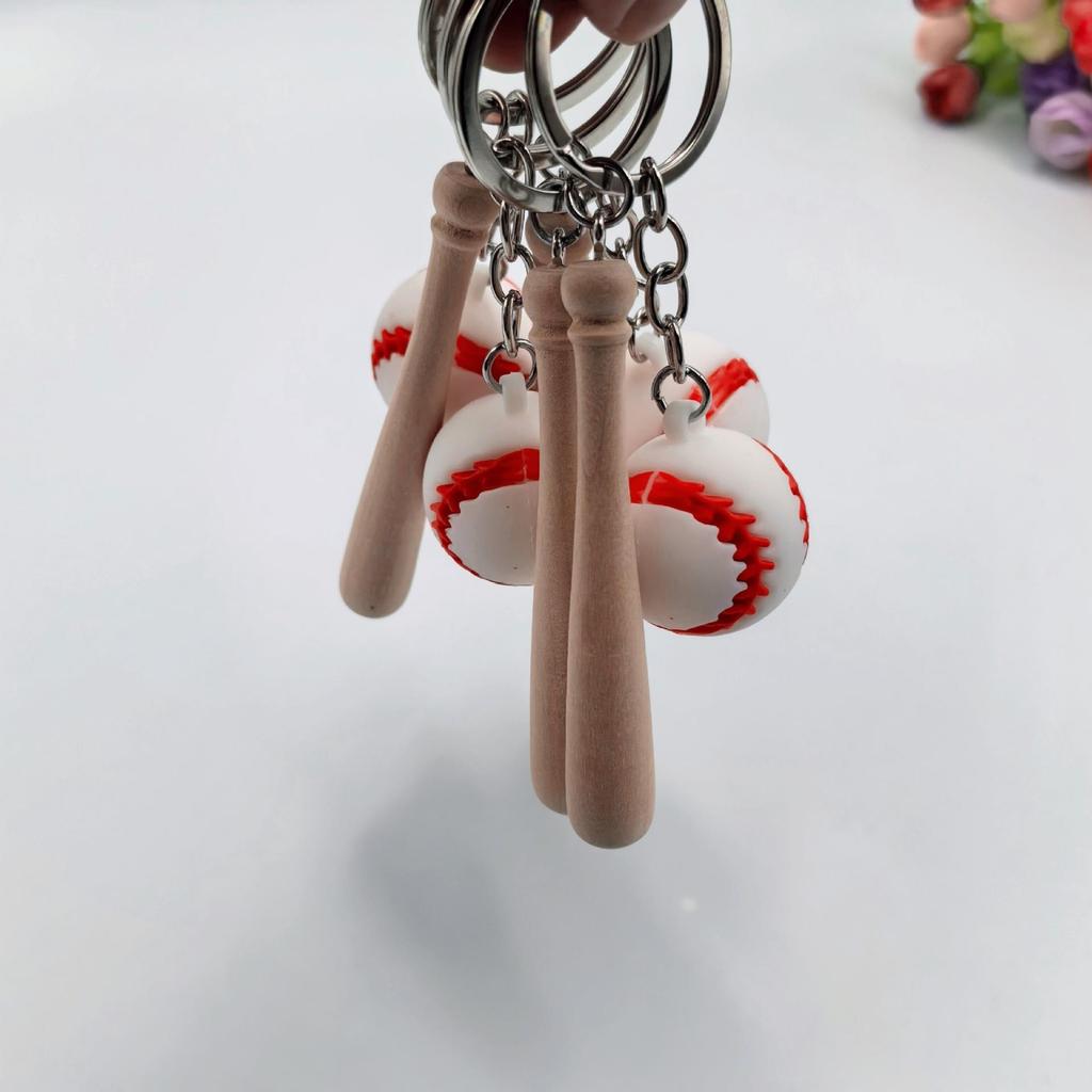 Soft Rubber Baseball Keychain Set: Creative PVC Simulation Sports Ornament (2-Piece)