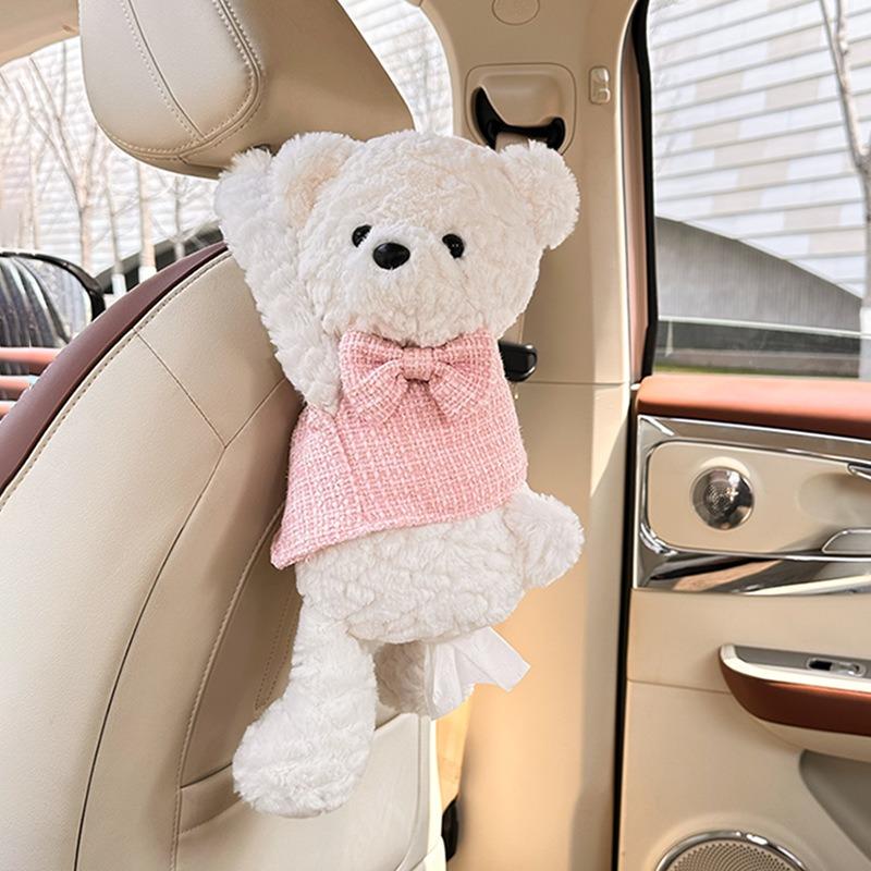 Cute Cartoon Hanging Plush Car Tissue Box Holder For Home Use