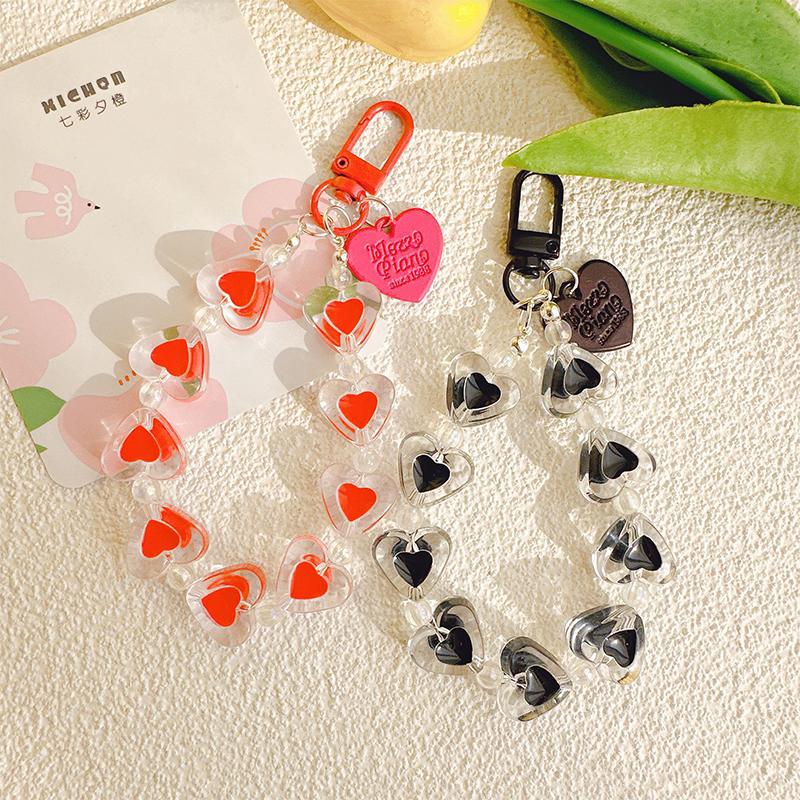 Kreativní barevný akrylový přívěsek na mobil ve tvaru srdce, klíčenka, ozdoba na tašku, řetízek, dekorace na pouzdro na sluchátka, příslušenství na klíče od auta
