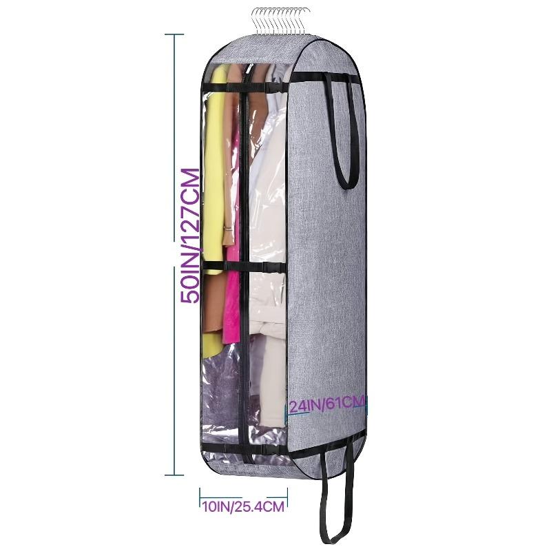 Heavy-Duty Oxford Hanging Garment Bag with Clear Window & Secure Buckle Straps - Half-Foldable Travel, Moving Closet Storage Bag