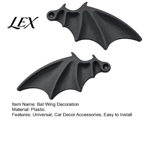 Black Bat Wing Decor 1 Pair License Plate Decoration, Gothic for Vehicle Front Rear Plates, Car Truck SUV Exterior Accessories