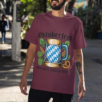 Oktoberfest TShirt German Bavarian Beer Stein Design Party Gift for Beer Fans Travelers Tee  Cotton Short Sleeve Summer Casual