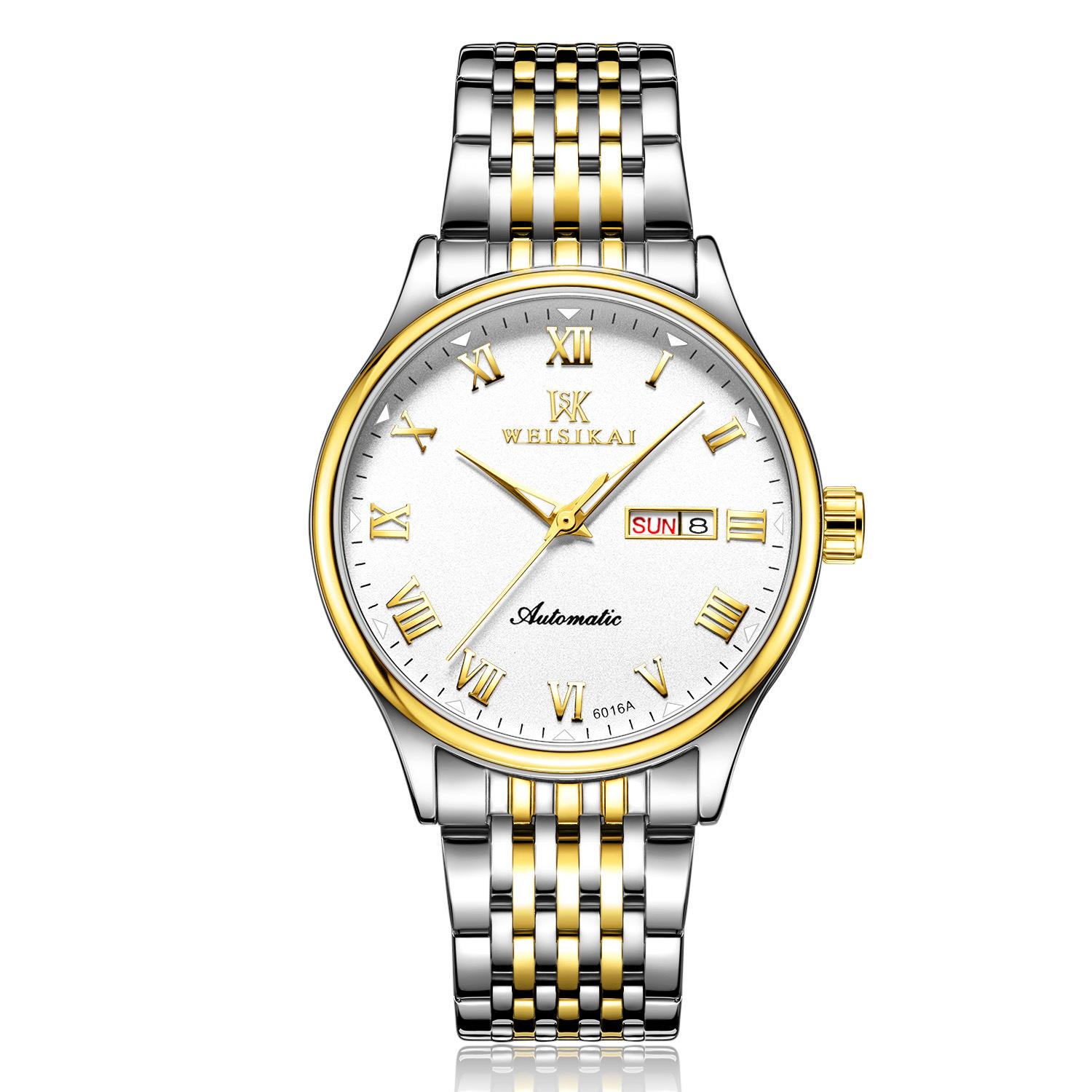 

Новые роскошные мужские часы ТОП-бренда с коробкой, деловые часы с двойным календарем, светящиеся водонепроницаемые автоматические мужские механические часы