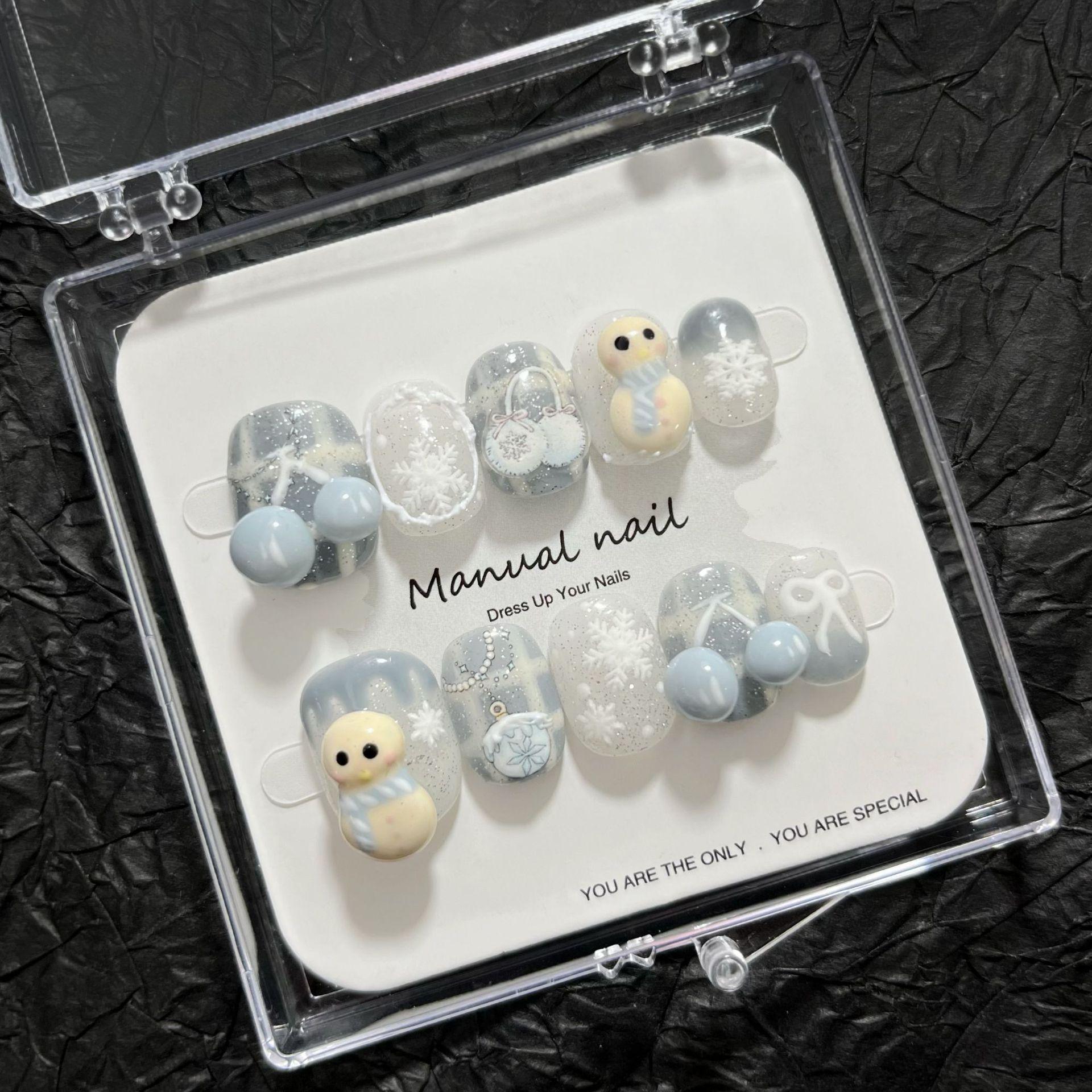 Winter Arrival: Handmade Cute Cartoon Girl Wearable Nail Art Stickers Model Medium