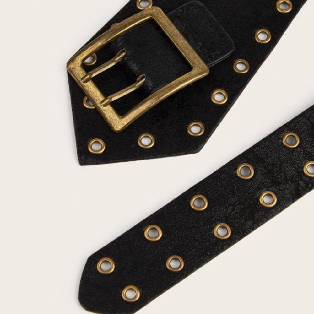 Verstellbarer Damen-Taillengürtel Metallschnalle Breiter Bund Vintage Nieten Gürtel Damenmode