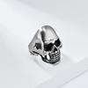 Black Classic Matte Brushed Skull Titanium Steel Ring for Men Hip Hop Stainless Steel Punk Jewellery Rapper's Finger Ring