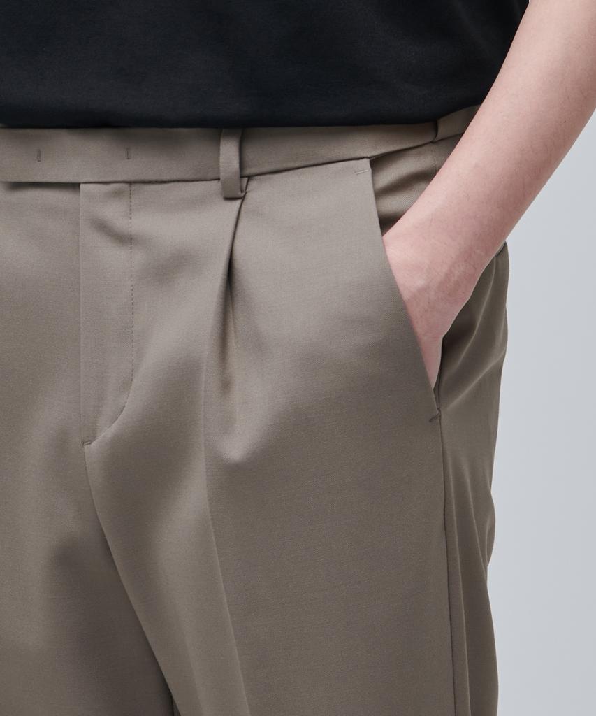 Musinsa Standard Wool Blend Wide Hidden Elastic Waist Slacks [Dusty Beige]