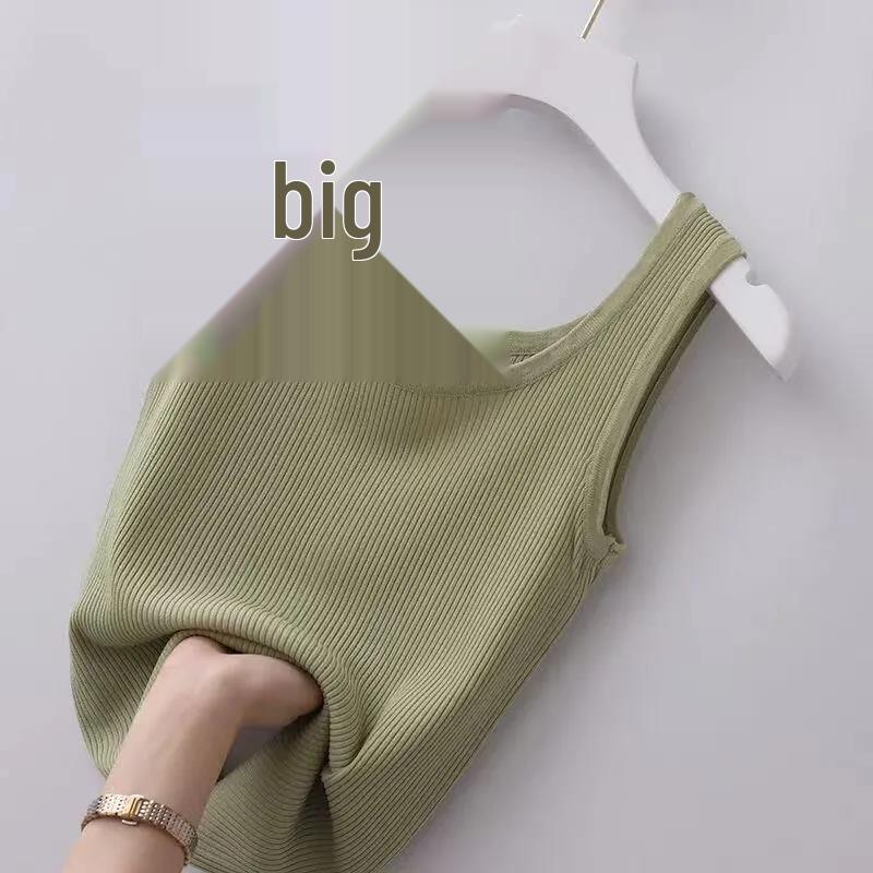 Ice Silk Ribbed Camisole: Women s Slim Fit, Sleeveless Summer Vest, Plus Size M (70-85 jin)