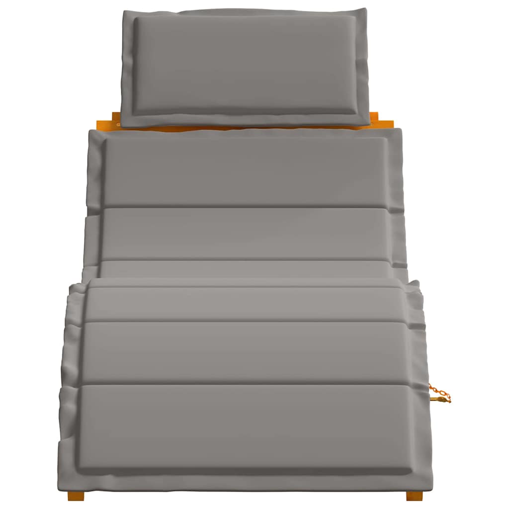 Sun Lounger with Cushions 2 Pcs Grey Solid Acacia Wood