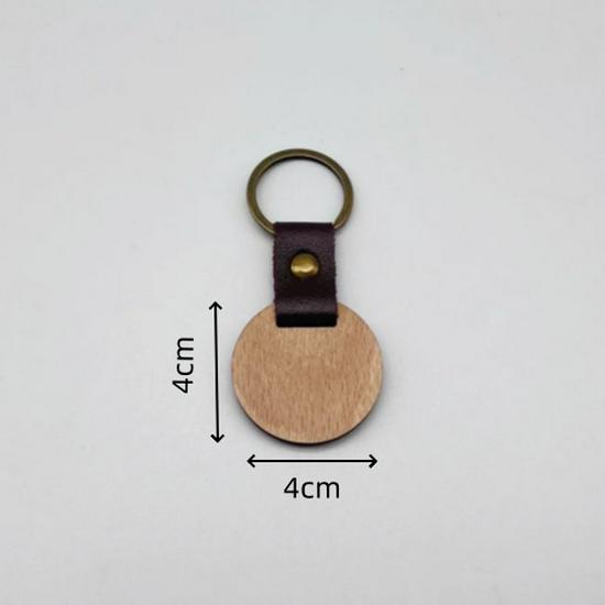 Creative Beech Wood Car Pendant & Leather Keychain with Laser Engraved Walnut Wood Logo
