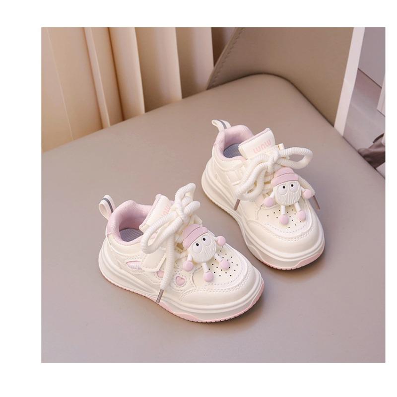 Children's Little White Shoes Spring and Autumn New Girls Cartoon Pendant Low-top Board Shoes Korean Version of Boys Breathable Sports Shoes