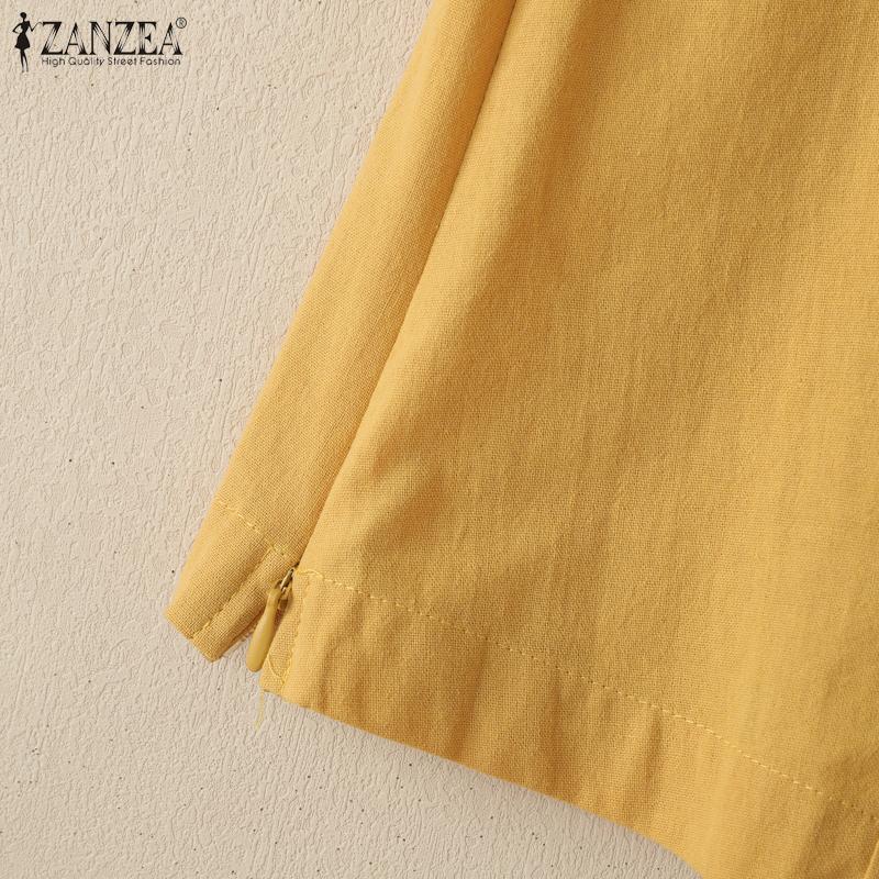 ZANZEA Women Summer Square Collar Casual Short Sleeve Blouse