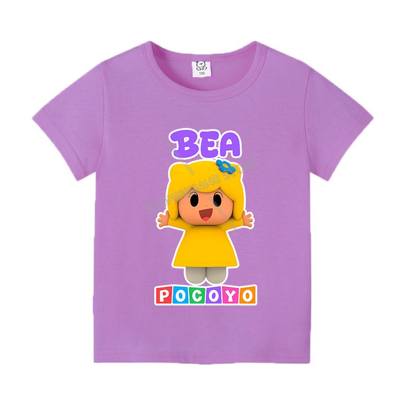 Pocoyos T-shirt for Children New Round Collar Clothing Colored Short Sleeve Kawaii Anime Clothes Cartoon Sunmer Tee Top Kid Gift
