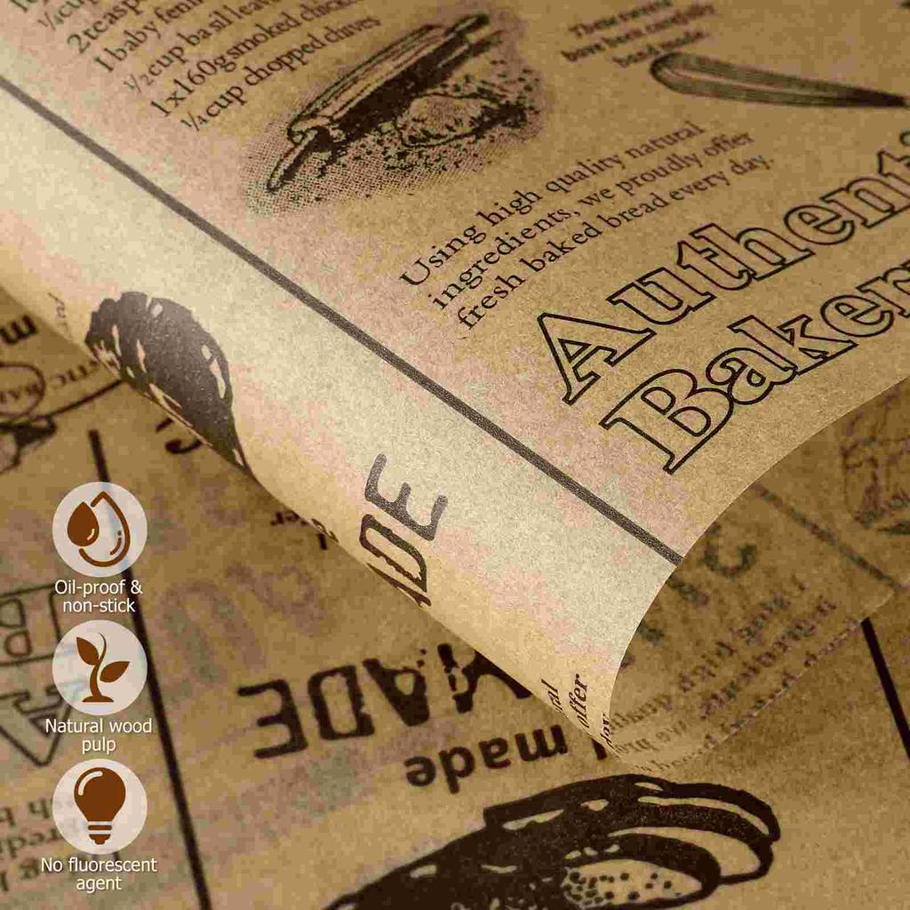 50 Sheets Food Wrapping Paper Grease- Resistant Bread Burger Brown Tray Liner Sandwich Liners Number