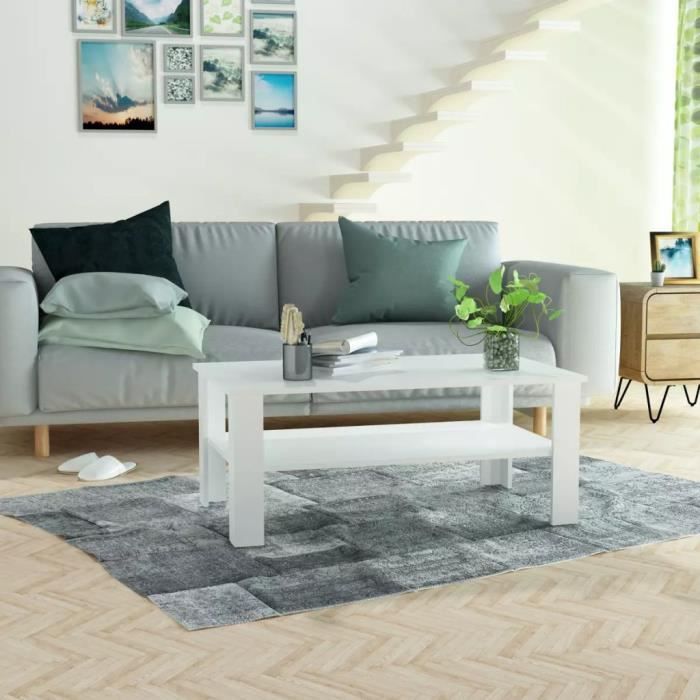 VidaXL Table basse bois d'ingénierie 100x59x42 cm blanc 244857