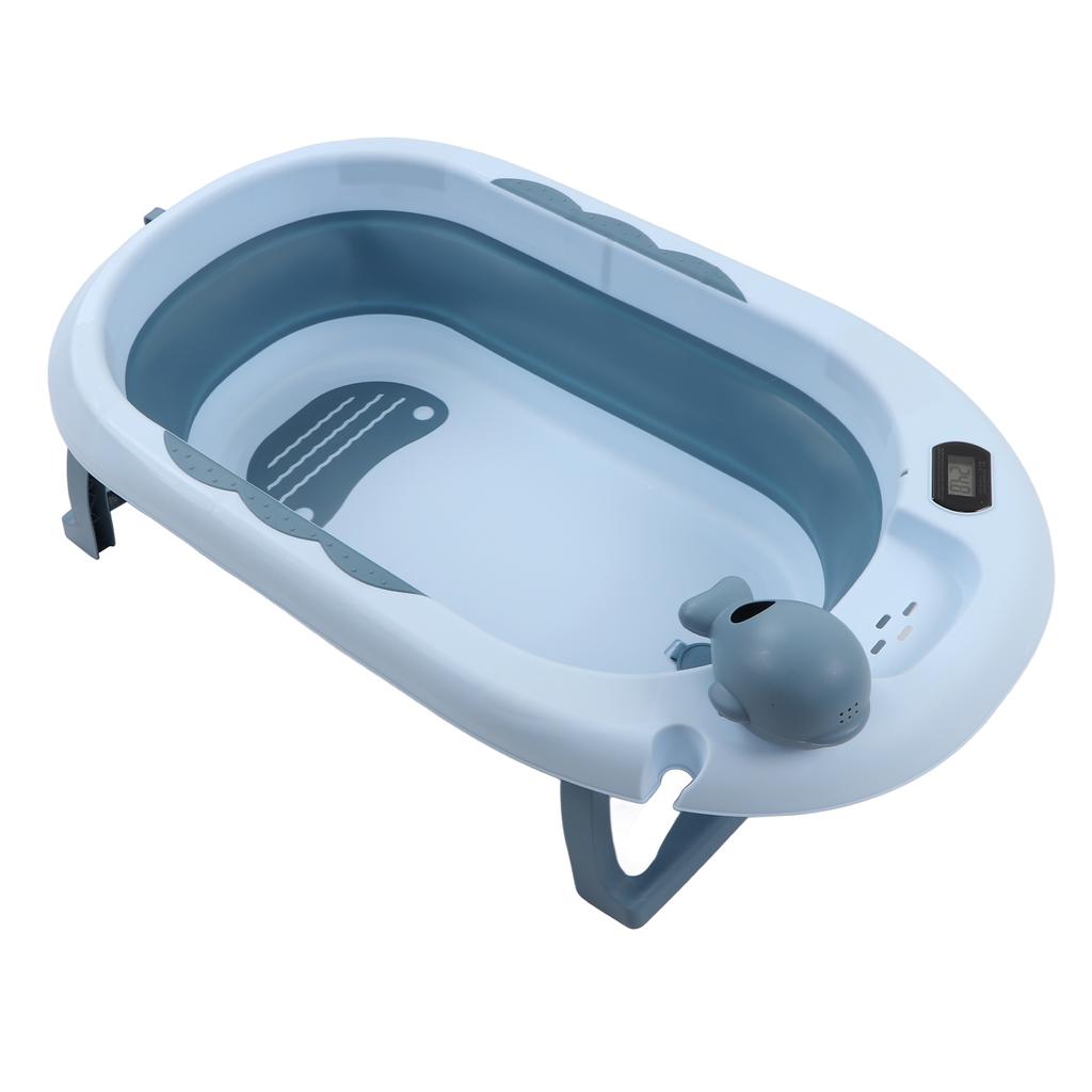 Baby Temperature Sensing Bathtub Foldable Thicked Sitting Lying Bath Bucket with Drain Hole L Light