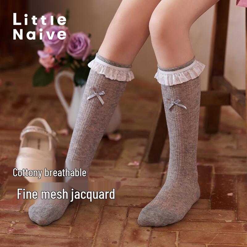 Little Naive Girls  Lace Mesh Mid-Calf Socks 10-15