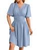 2024 Spring/Summer Women's V-Neck Waist-Cinching Flared Sleeve Dress