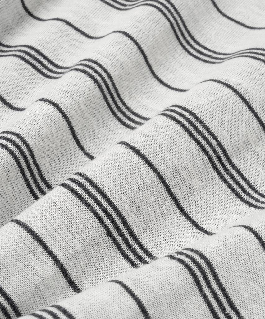 BASIKA Striped Layered Henley Neck Knit (White)