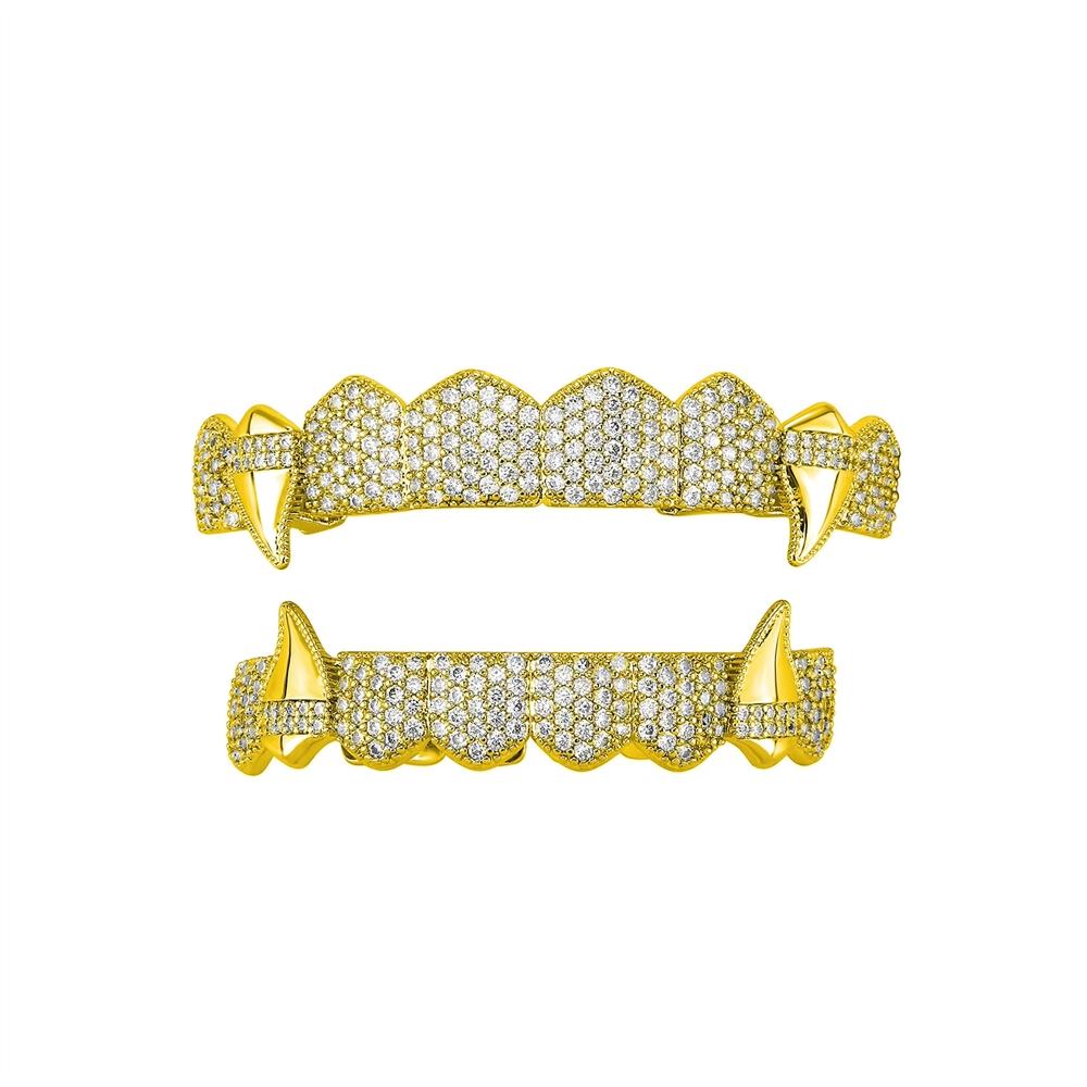 ODM Manufacturer for Personality Trend Hip-hop Silver Gold Plated Insert Geometric Zircon Anniversary Men's Braces Canine