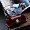 Unisex Retro Hanging Pu Leather Glasses Bag Portable Lanyard Hanging Sunglasses Case Simple Handmade Glasses Storage Box