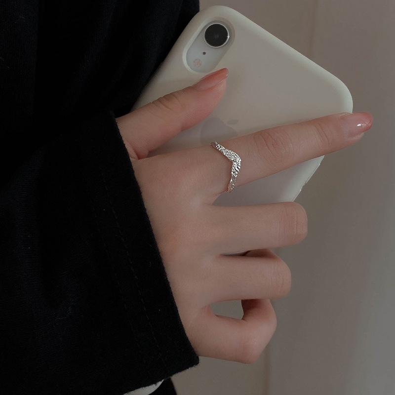 Irregular Tin Foil Texture Bump Ring Female Punk Hip Hop Trend Personality Adjustable Index Finger Ring
