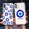 Turkish Lucky Blue Evil Eye Abstract Phone Case Transparent for IPhone 11 12 14 7 15 13 Pro X Max XR Plus Soft Shockproof Cover