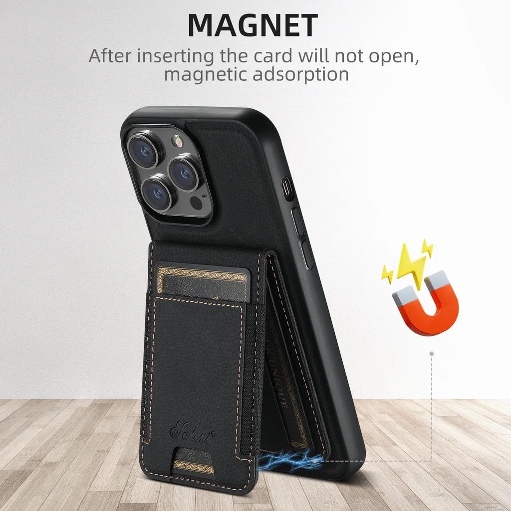 Magnetic Cowhide Leather Case for IPhone 16 Pro Max 17 AIR 17E 16E 15 Plus 14 Pro 13 12 Detachable Wallet Card Slot Holder Cover