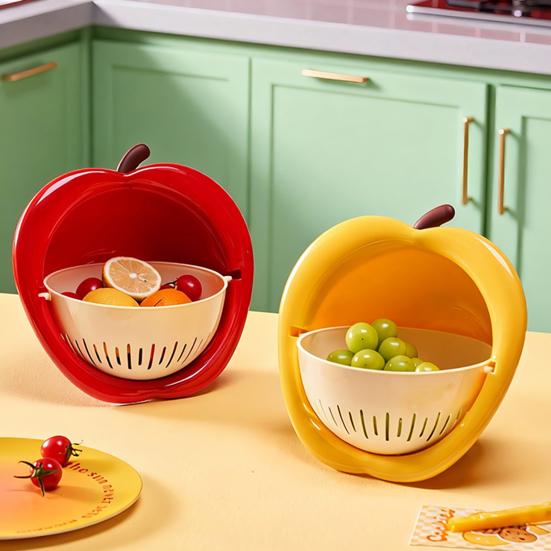Vegetable Washing Basket Funny Large Capacity Strainer Double Layer Vegetable Fruit Colander Produce Basket Strainer for Rinsing Washing Berry