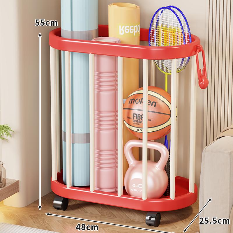 Wheeled Yoga Mat & Fitness Equipment Organizer: Large Capacity Storage Basket
