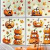 6PCS Static Autumn Window Stickers, Pumpkin and Red Orange Maple Leaves,Glass Stickers, Autumn Harvest and Halloween Decorations