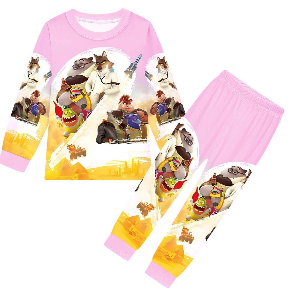 Kids Boys Girls Anime Cartoon Bad Guys Printed Casual Long Sleeves T-Shirt Pants Trousers Clothes Set