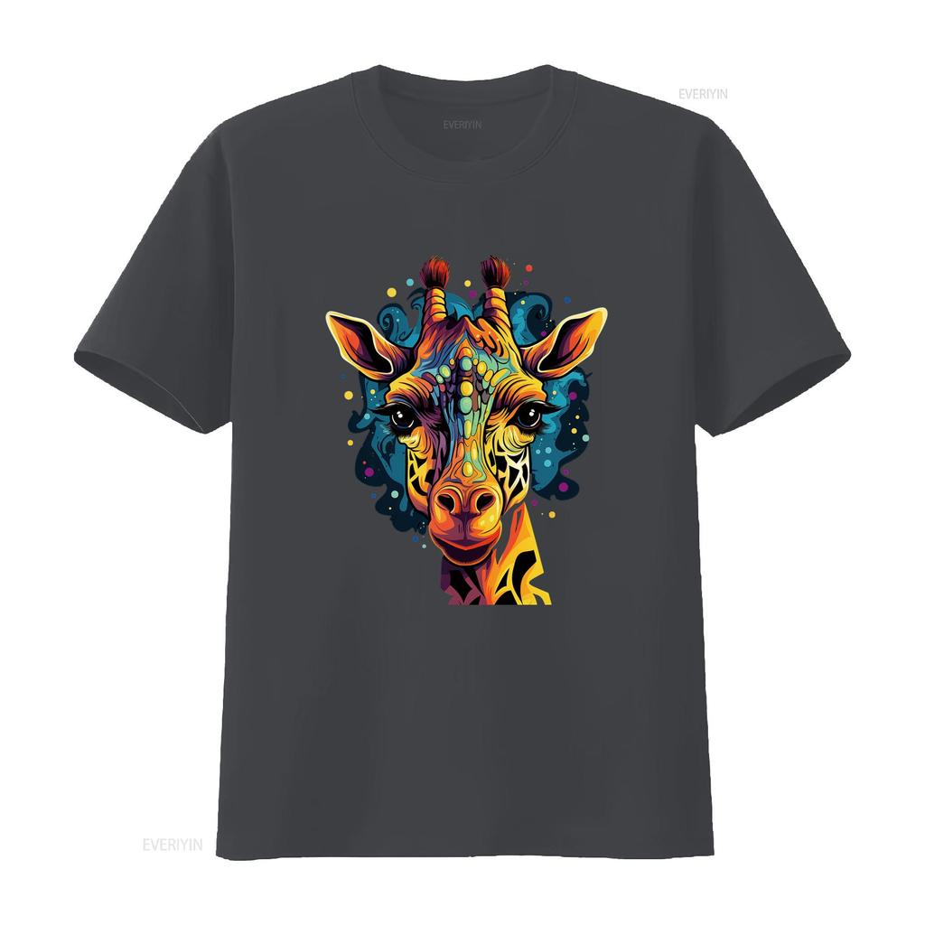 Cartoon Giraffe Cool Unisex S T Shirt For Party Or Birthday Black Vintage Washed Designer Clothes Versatile Streetwear