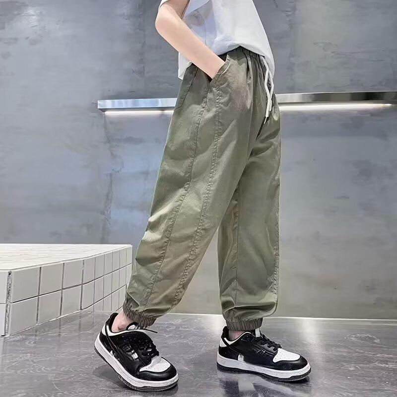 New Boy's Casual Harlan Drawstring Trousers Fashionable Versatile Sports Thin Section Straight Trousers