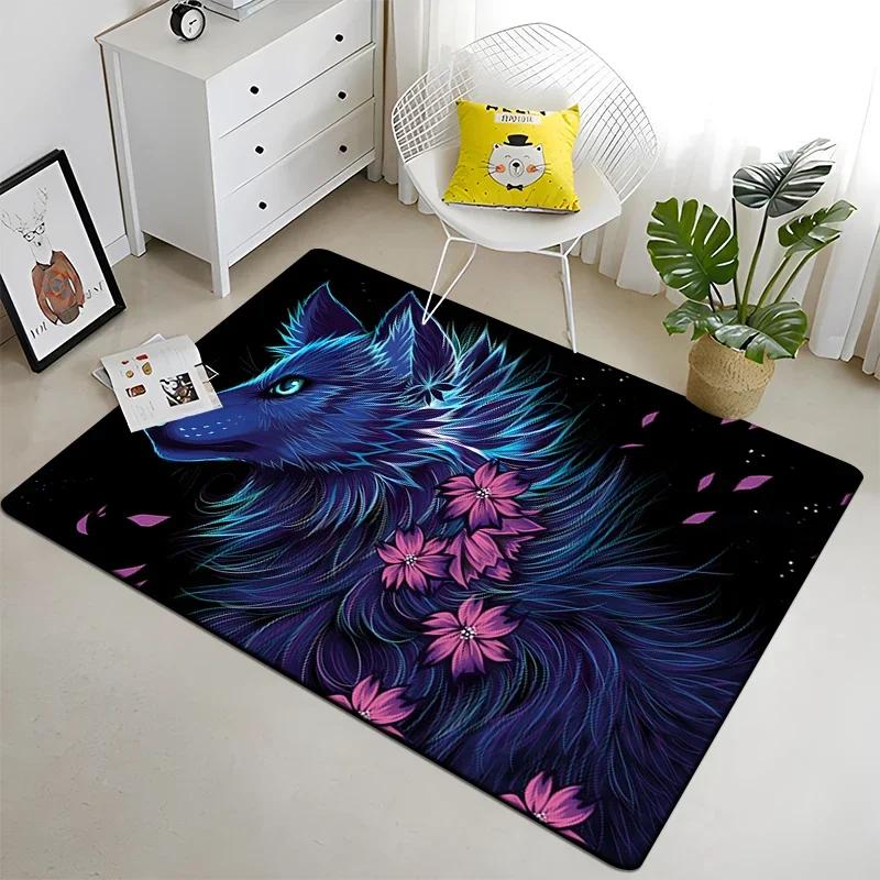 Wolf and Moon Pattern Carpet for Living Room Bedroom Home Decor Non-Slip Sofa Coffee Table Large Area Rug Soft Yoga Floor Mat