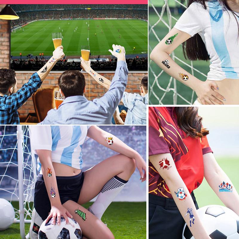 10 Sheets Kids Temporary Tattoos Football Soccer Fan Waterproof Fake Tattoo Stickers Hand Arm Foot Tattoo Stickers
