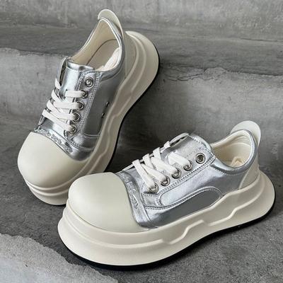 Couple Round Head Mickey Big Head Shoes Women's Spring and Summer New Ugly Cute Canvas Shoes Platform Heightening Sports and Leisure Shoes