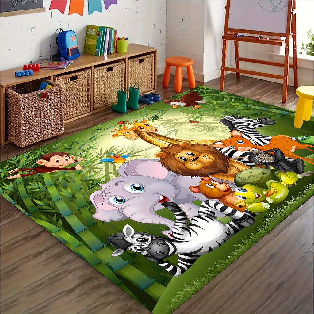 VIKAMA Cartoon Animated Carpet Green Eye Protecting Mat Soft Non Slip Children's Play Mat Doormat Bedroom Living Room Home Decor