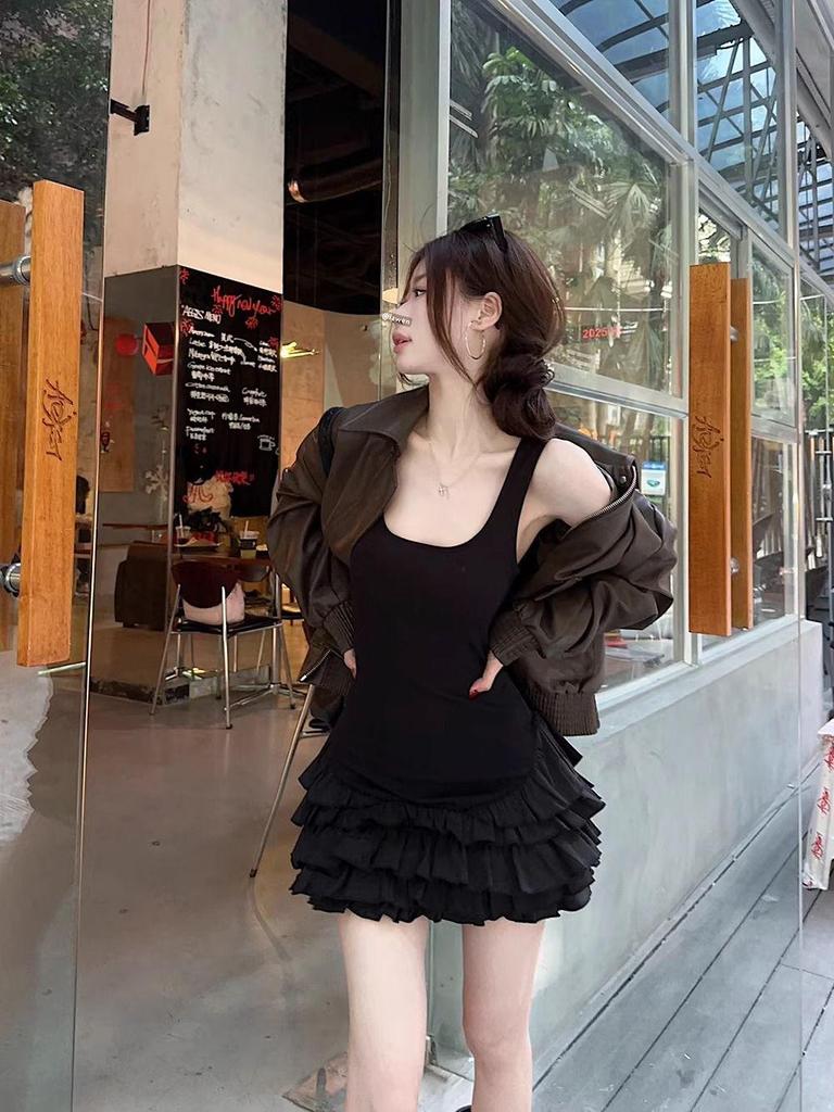 Elegant White Spaghetti Strap Dress - Ruffle Design Slim Fit Ballet A-line Skirt for Summer
