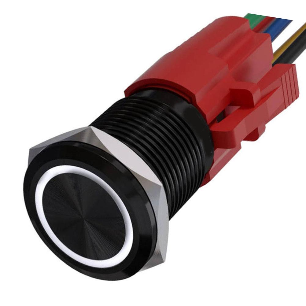 12V Druckknopf LED Lichtschalter 1 Schließer 1 Öffner Kontakt Aluminiumlegierung Material Für Automobil Momentan-Druckknopfschalter Tasten