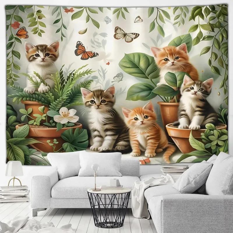 Cute Cat Tapestry Office Living Room Decoration Home Wall Tapestry