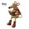 Vintage Inspired Table Decor Reading Mouse Figurine with Hanging Legs, Resin Shelf Sitter Whimsical Decoration Statue Glasses and Book for Bookshelf