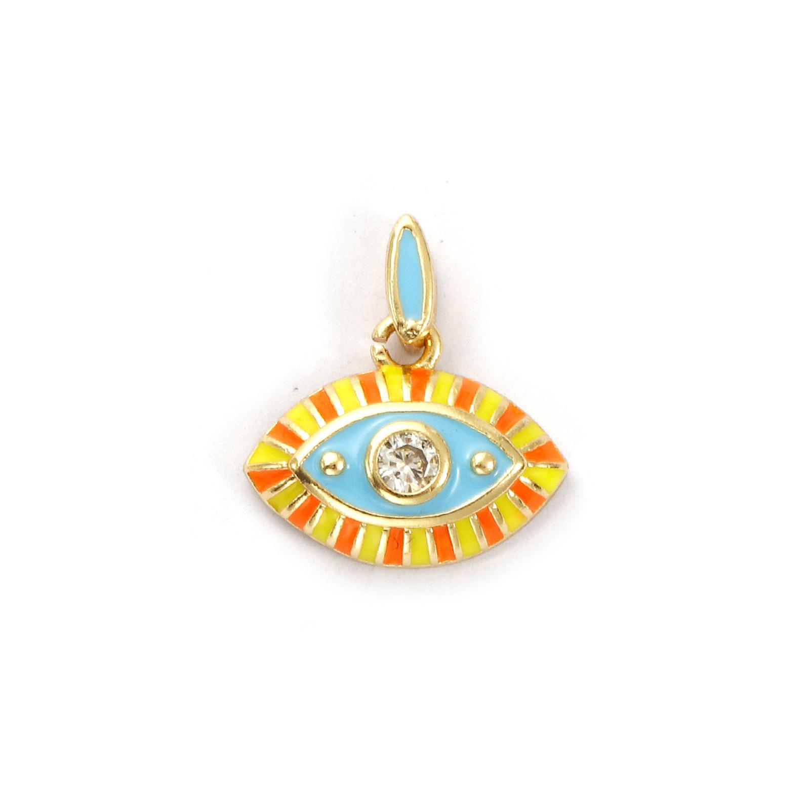 

1 Piece Brass & Cubic Zirconia Charms 18K Gold Plated Enamel Eye Pendant For DIY Necklace Jewelry Making 17mm x 15mm