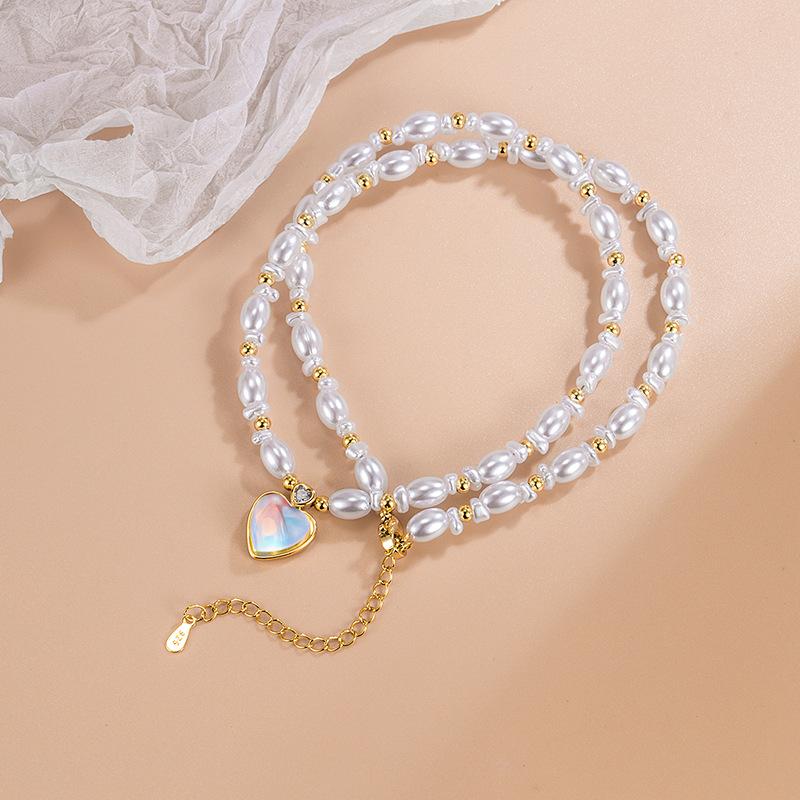 

Женское ожерелье с подвеской в виде сердца любви из хрустальных жемчужин one size