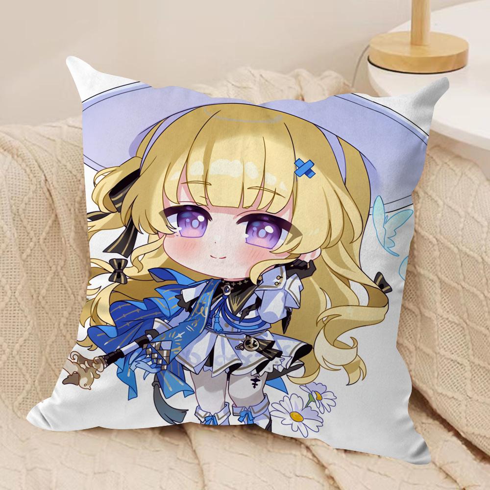 Phoebe cute wuthering waves Cushion Cover Silky Short Plush Invisible Zipper Dustproof Sofa Pillow Case for Home Decor
