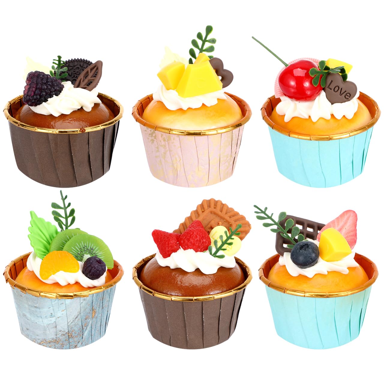 WINOMO Food Sample Cupcake Model Food Sample Cupcake Model Sample Food Model Bread Western Food Simulator 6-Piece