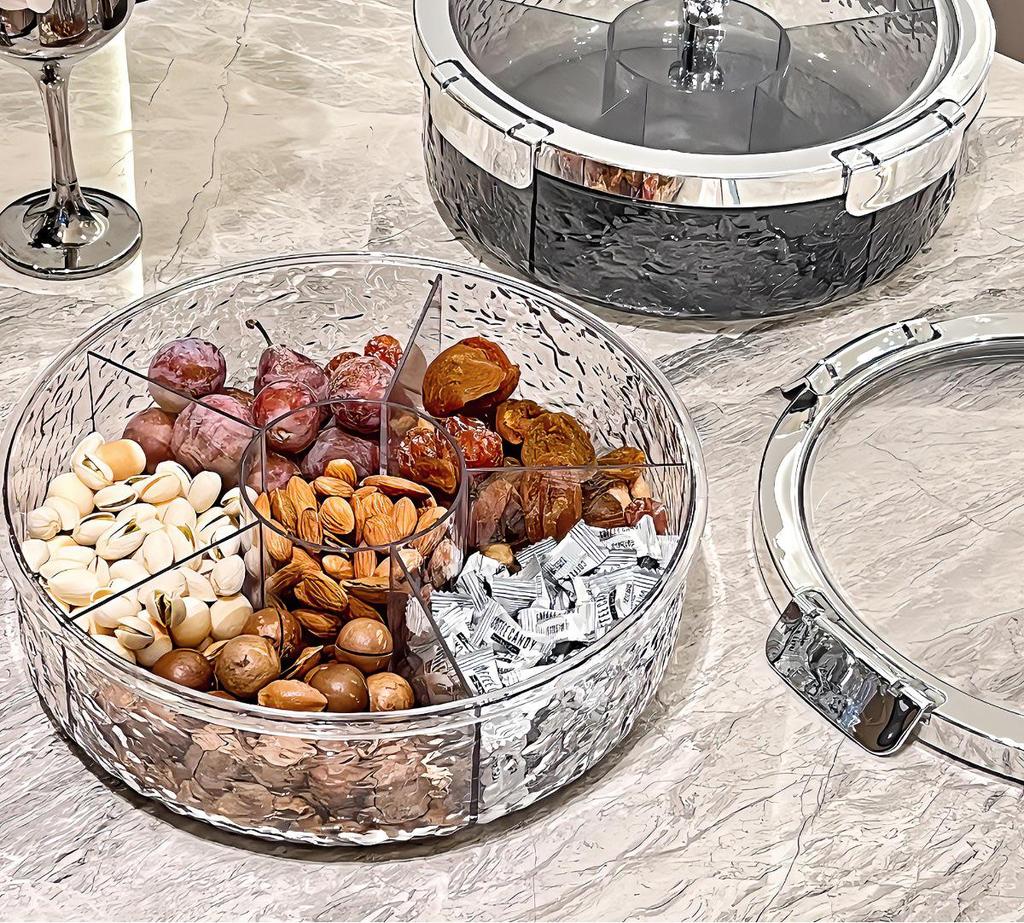 Elegant Sealed Nut and Dried Fruit Snack Tray for Coffee Tables