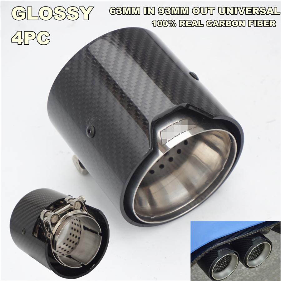 Car Carbon Fiber Exhaust End Tail Tips 63mm In